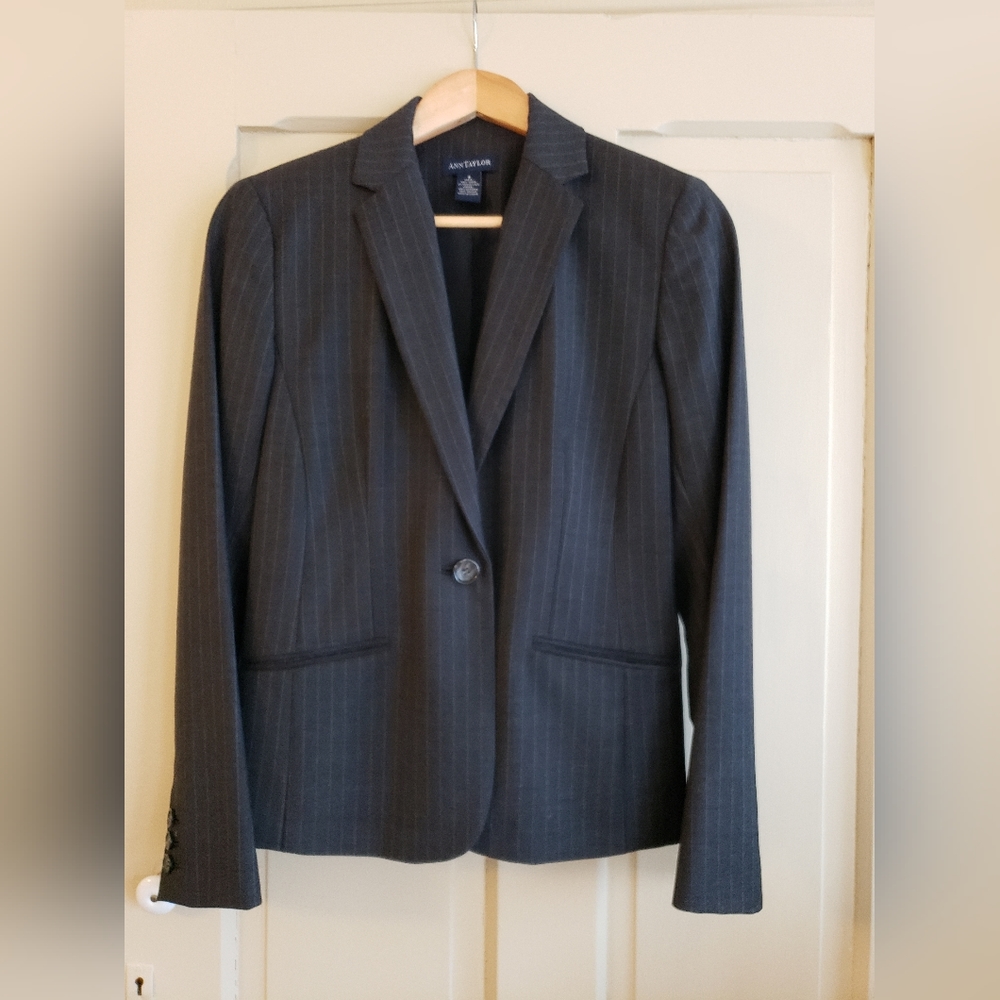 Ann Taylor wool pinstripe suit